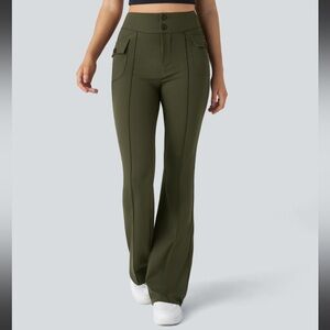 HALARA Waisted Side Flap Pocket Flare Causal Cargo Pants Sz LT